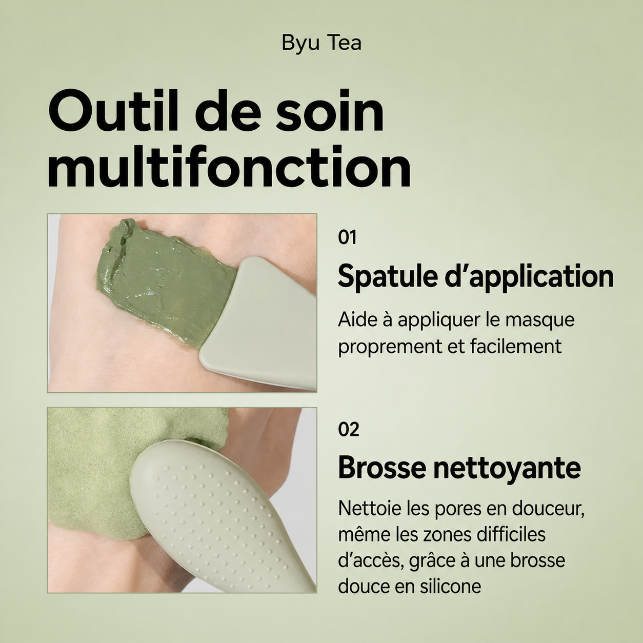 Brosse Double Action Nettoyante & Applicatrice